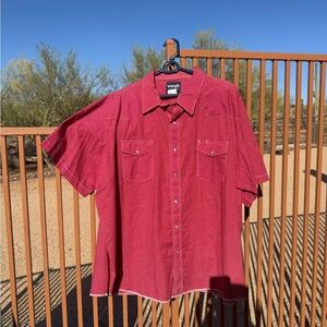 Wrangler Red Casual Button Down Shirt Lightweight